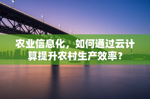 农业信息化，如何通过云计算提升农村生产效率？