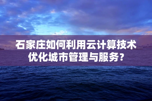 石家庄如何利用云计算技术优化城市管理与服务？